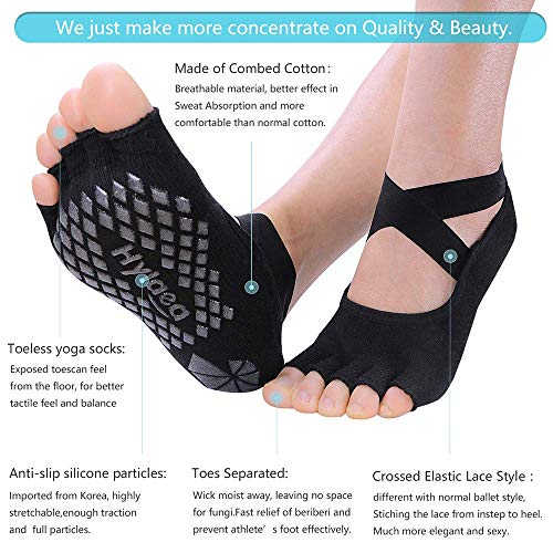  Toeless Yoga Socks for Women Pilates Socks with Grips