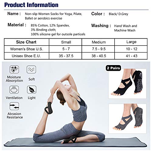 Hylaea Yoga Socks For Women With Grip & Non Slip Toeless Half Toe